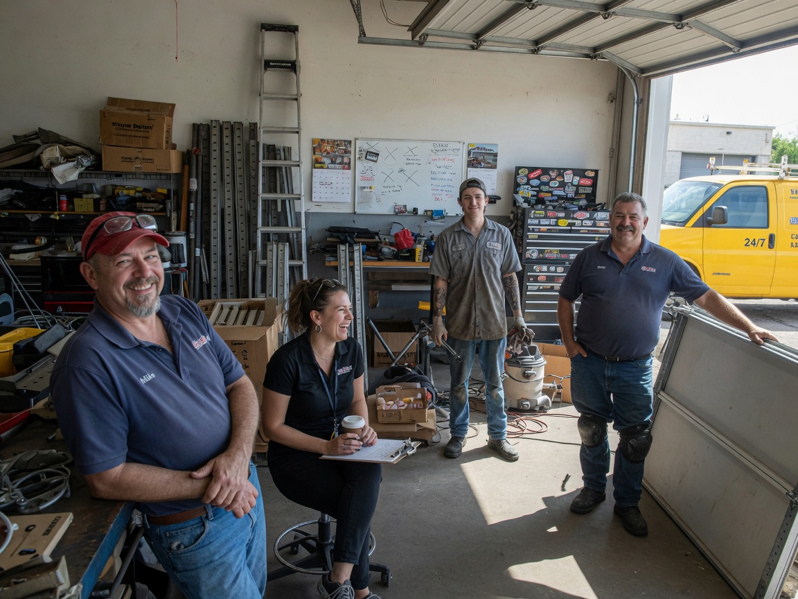 The Olathe Garage Door Pros team at work in Olathe